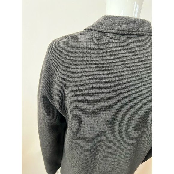 Jhane Barnes Mens Sweater Coat Black Pockets Collared Front Zipper Leather 42 - Picture 10 of 12